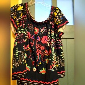 Navy and Pink off shoulder blouse